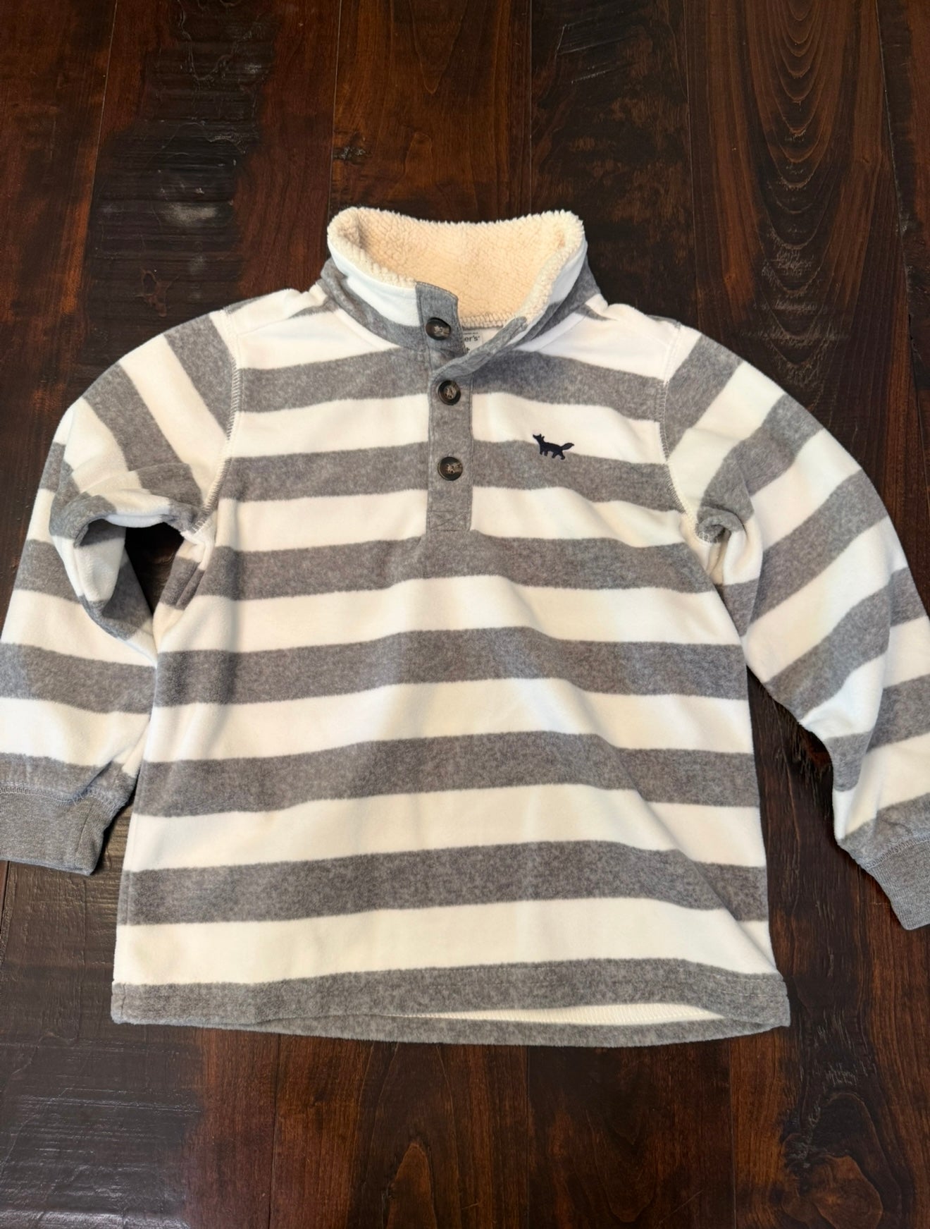 #83 Carters Striped Fleece Quarter Button - Boys 4T