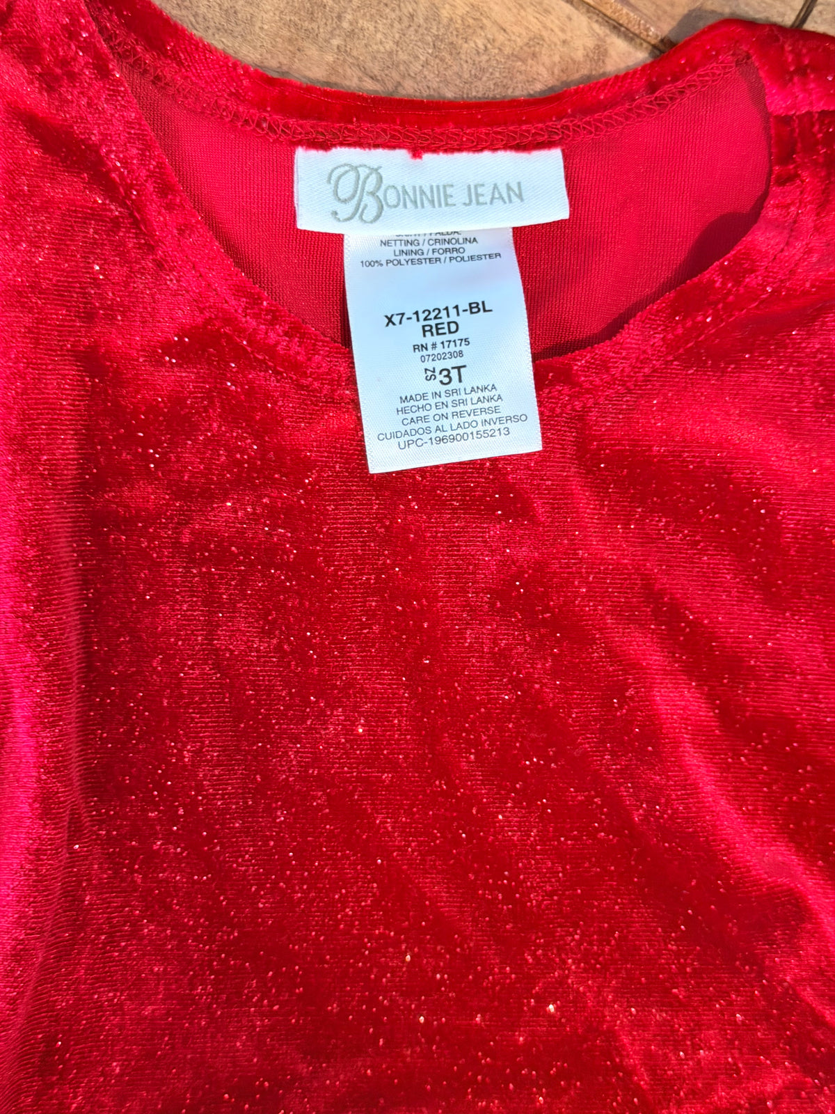 #99 girls Bonnie Jean red sparkle dress size 3