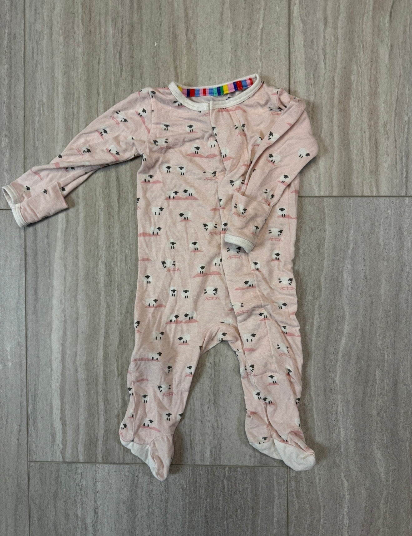 #17 Magnetic Me Pink Sheep Modal Footsie Coverall Size Newborn