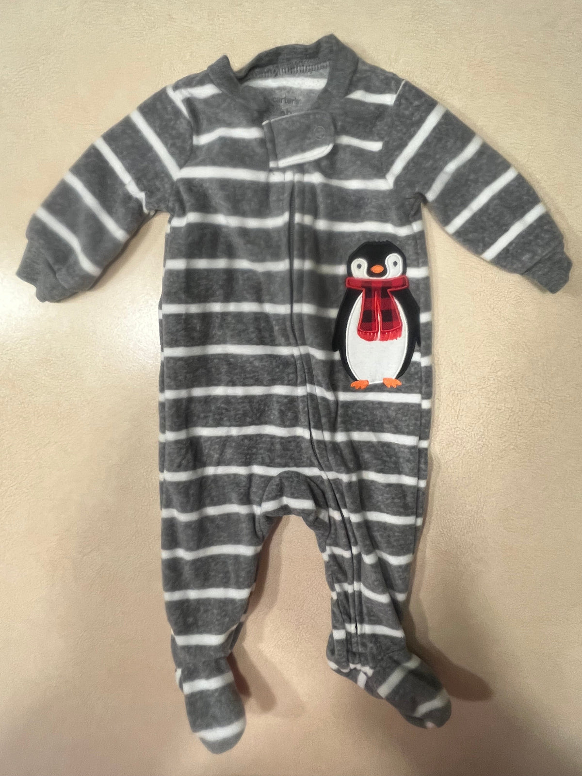 #200 Carter's Penguin Fleece Pajamas Boys Newborn