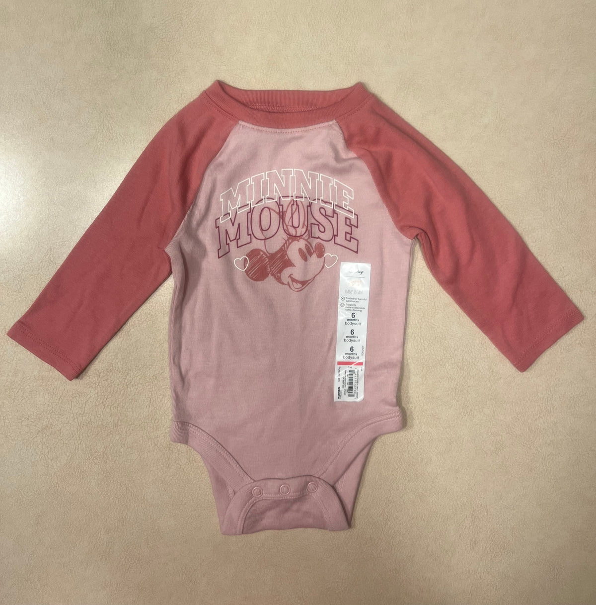 #200 Jumping Beans Minnie Mouse Bodysuit Girls 6m NWT