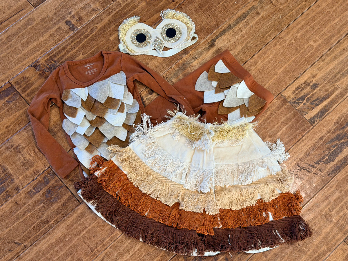#99 Owl costume with size 2 pajamas