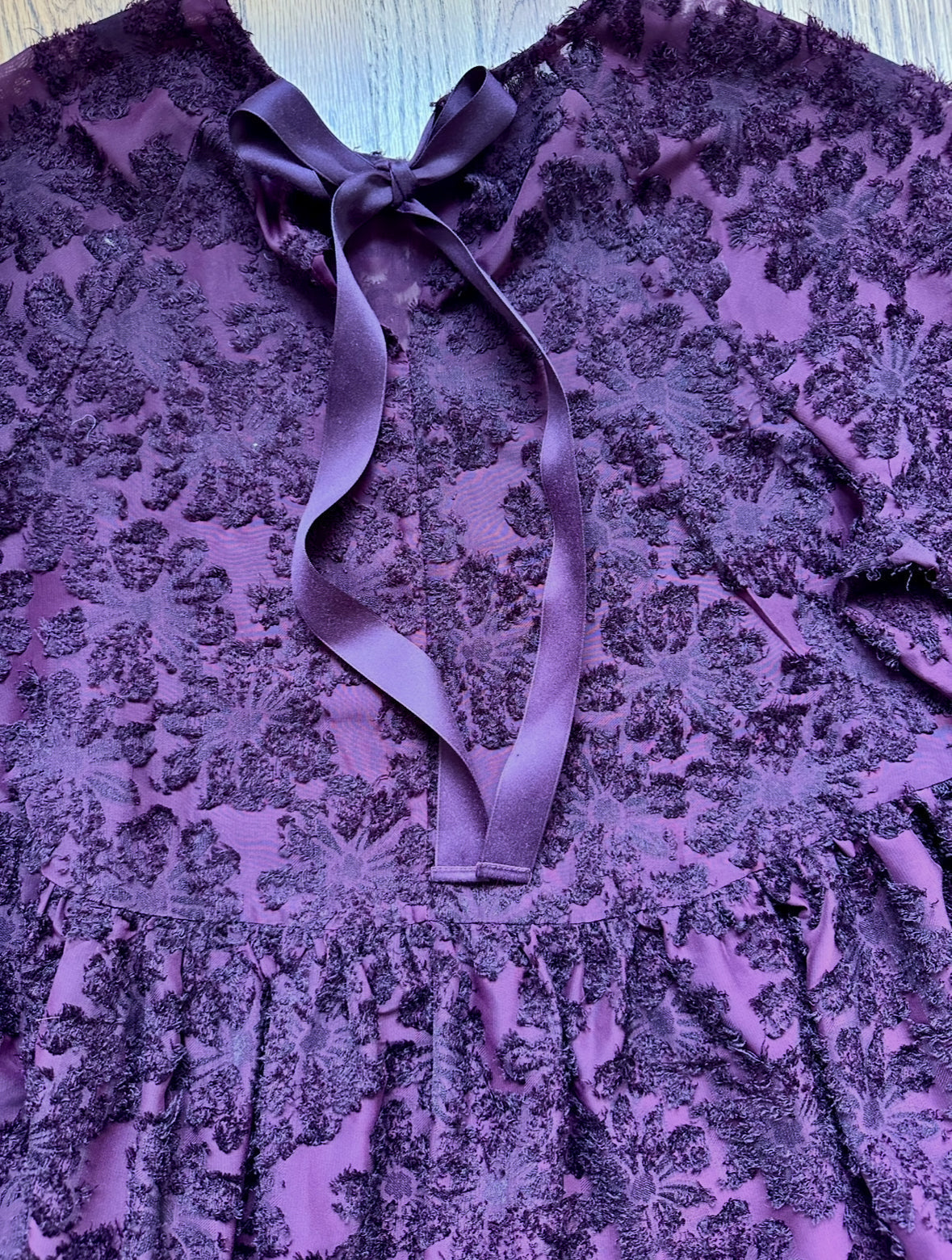 #198- Women’s, Alter’d State, Lace Peplum Blouse with Bow-Tie Back- Large