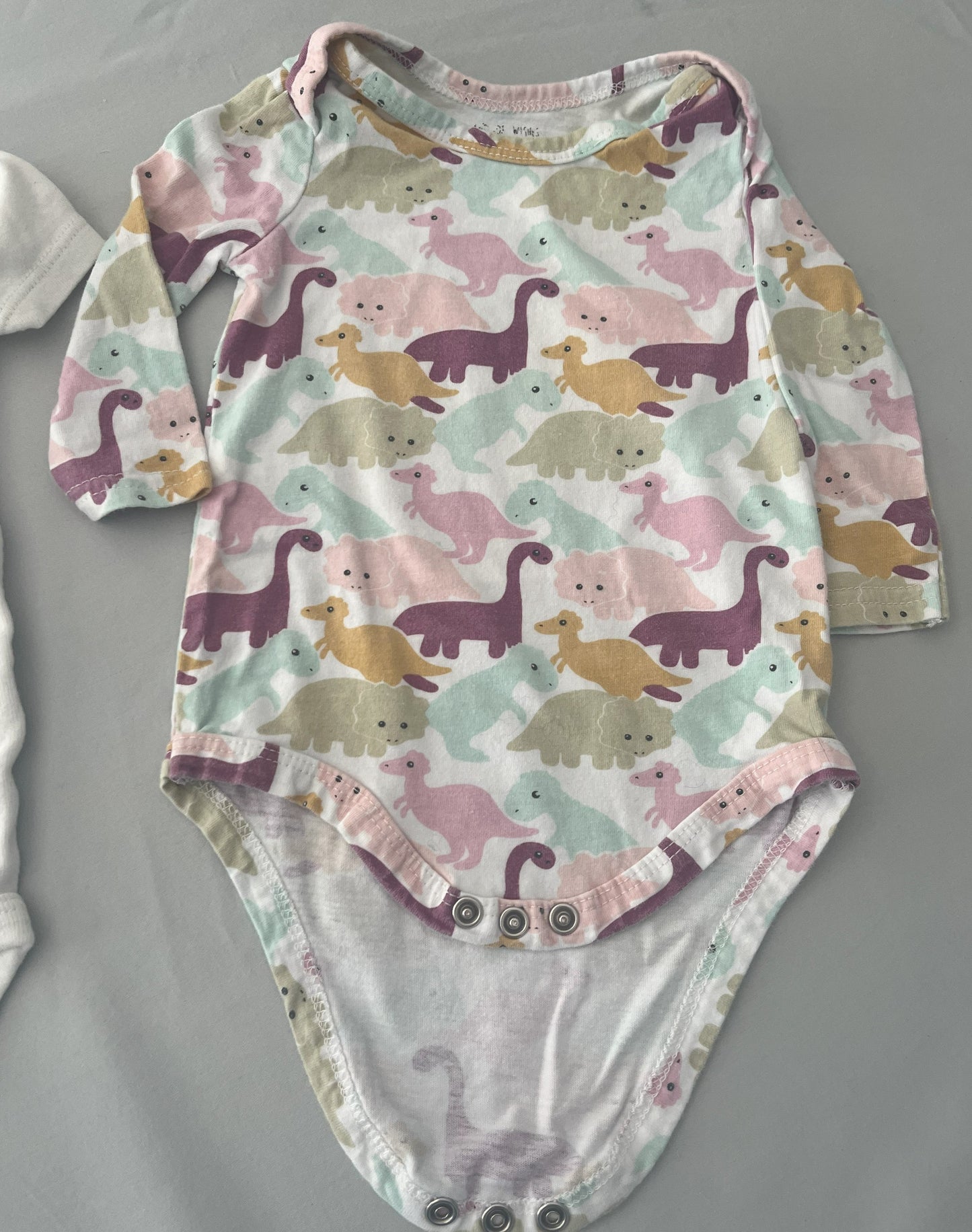 #211 REDUCED 3m Deer/Fox/Dino Onesie Set