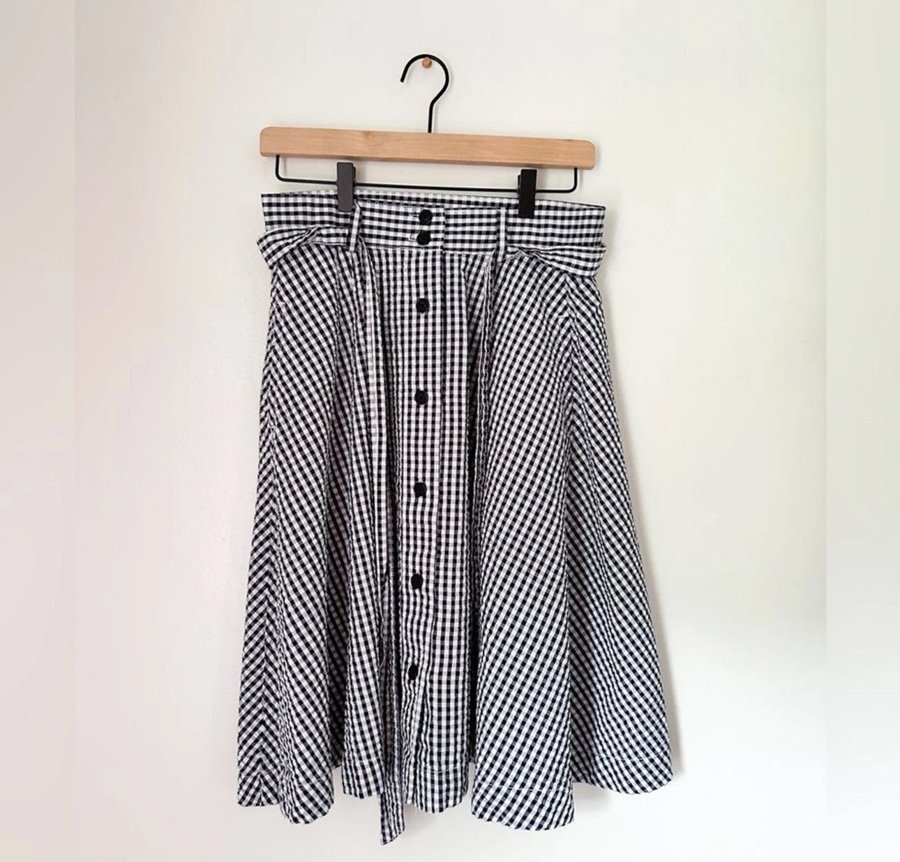 #111 Brooks Brothers Navy & White Gingham Checkered A-Line Skirt | 100% Cotton | 6