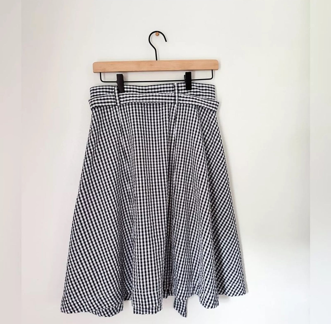 #111 Brooks Brothers Navy & White Gingham Checkered A-Line Skirt | 100% Cotton | 6
