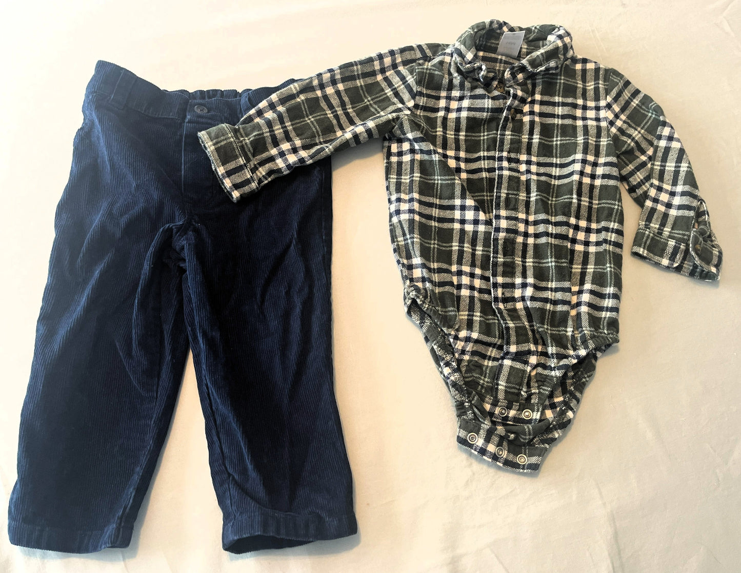 #211 Carters 18m Corduroy Pants and Flannel Onesie