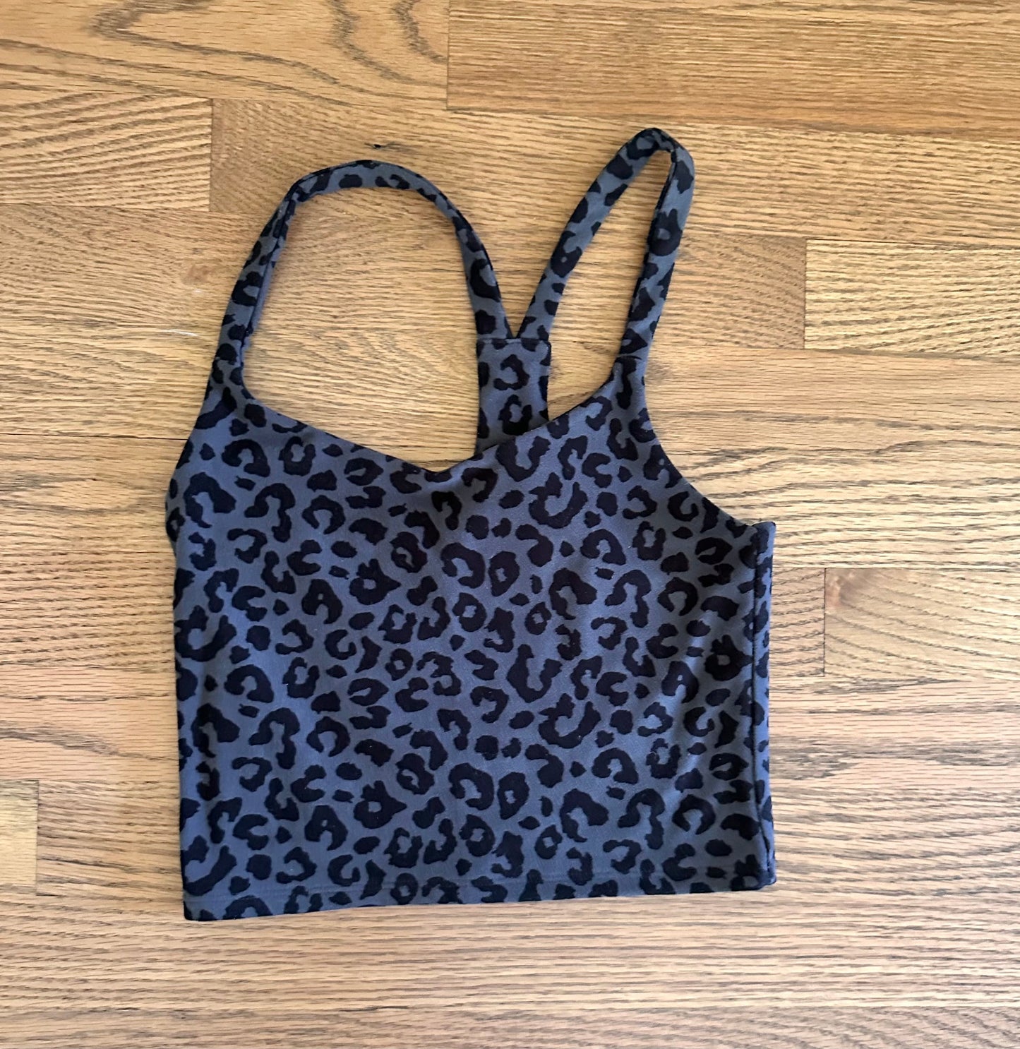 #198- Women’s, Abercrombie & Fitch, Buttery Soft! black Cheetah Workout Tank- Size XXS
