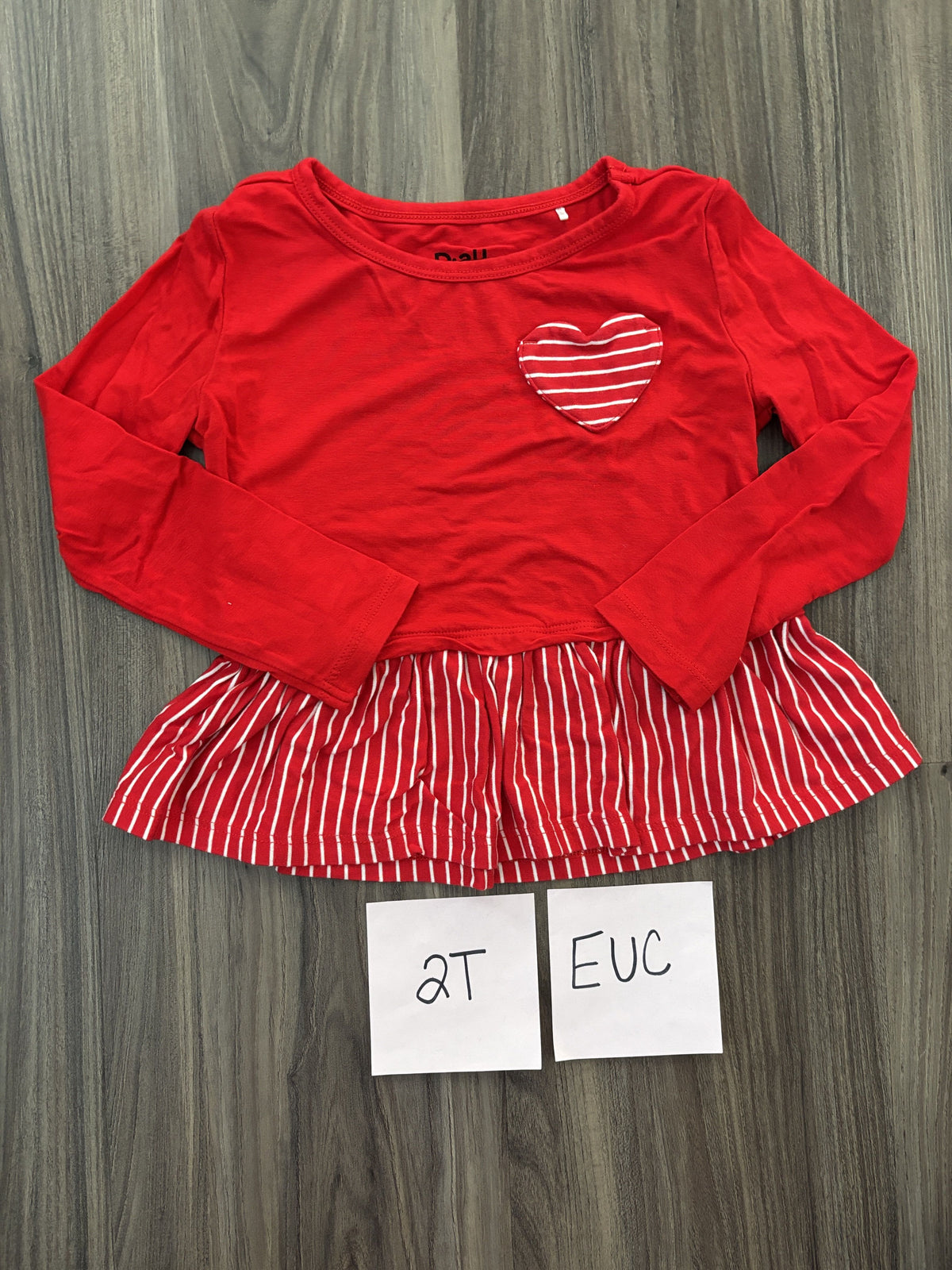 #138 - 2T EUC Bamboo (little sleepies) Red heart LS Shirt