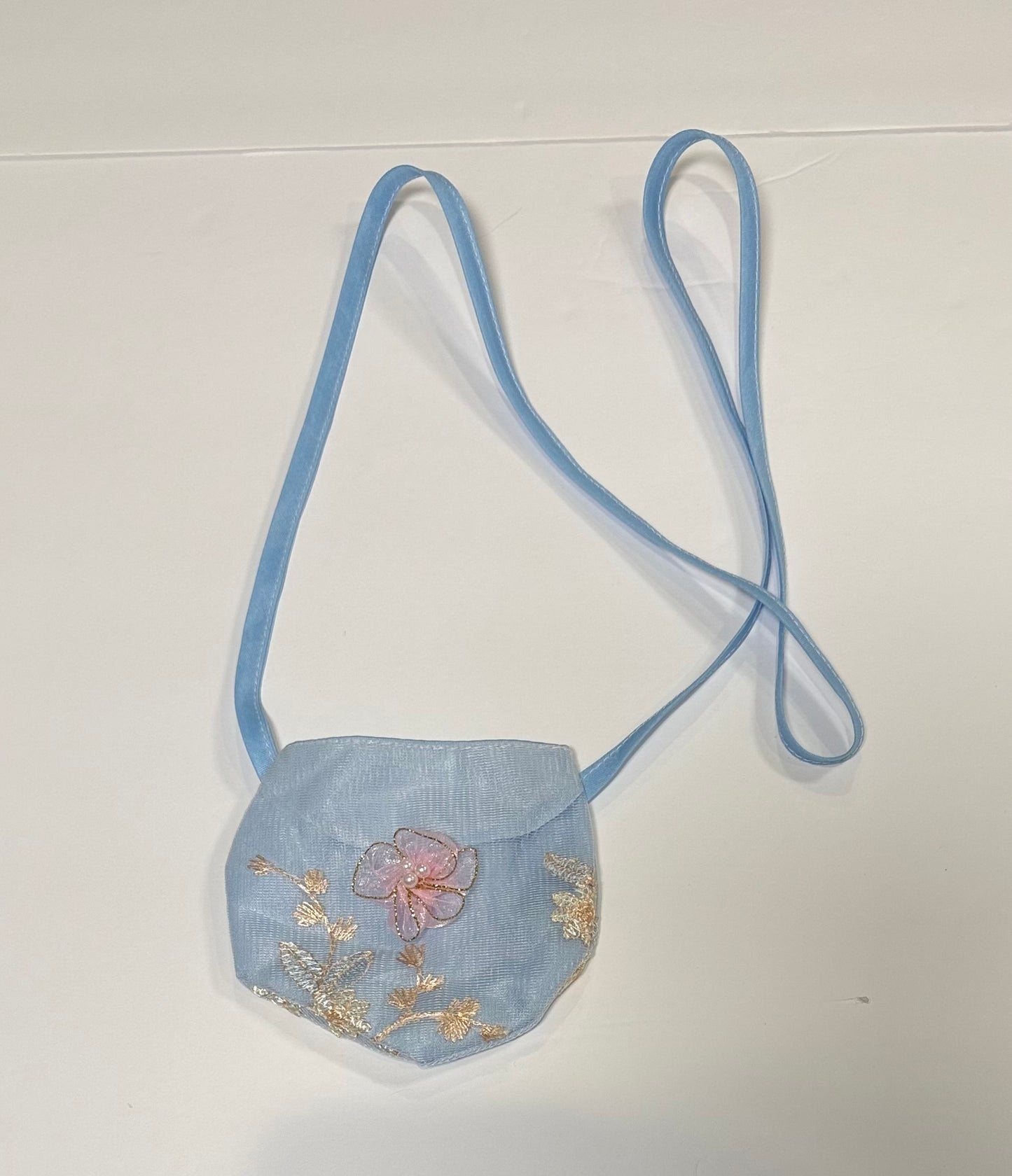 #141 Girls 4 Blue Tulle Dress with Purse
