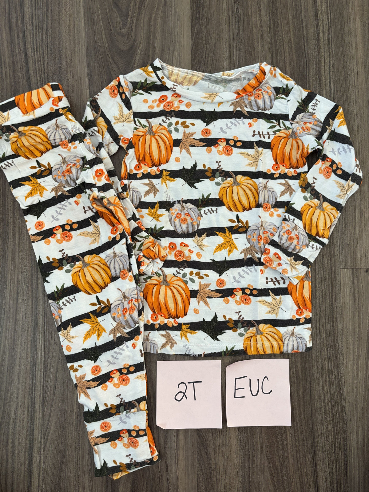 #138 - 2T EUC Bamboo (Bums and Roses) Pumpkins PJs