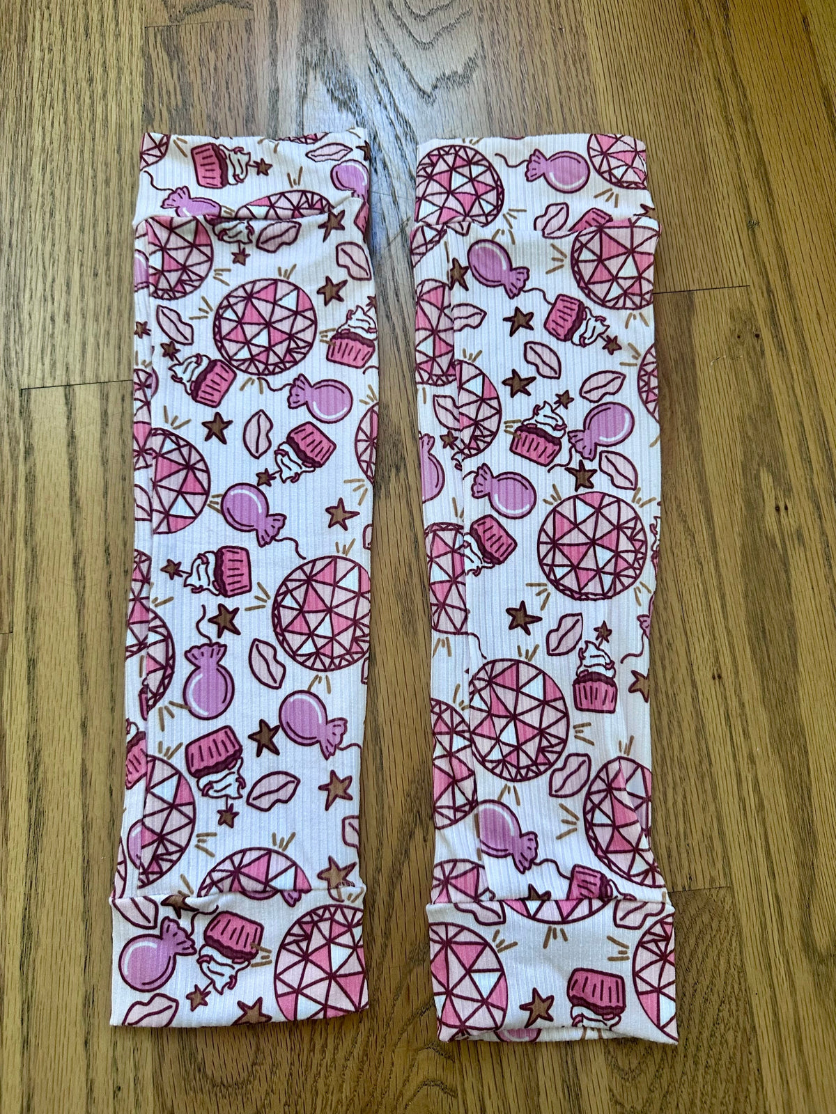 #98- Girls, Boutique, Pink Birthday Celebrations Leg Warmers- Size 5/6
