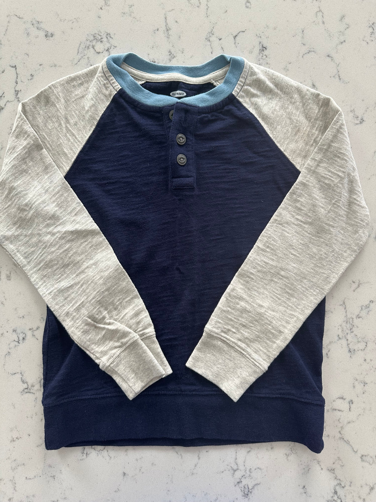 Seller 42, Old Navy Henley Shirt, Blue/Gray, Boys M (8)