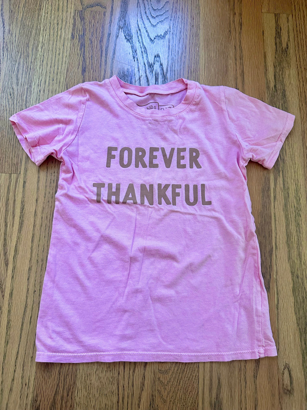 #98- Girls, Kind Kids Club, Pink “Forever Thankful” Shirt- Size 4/5