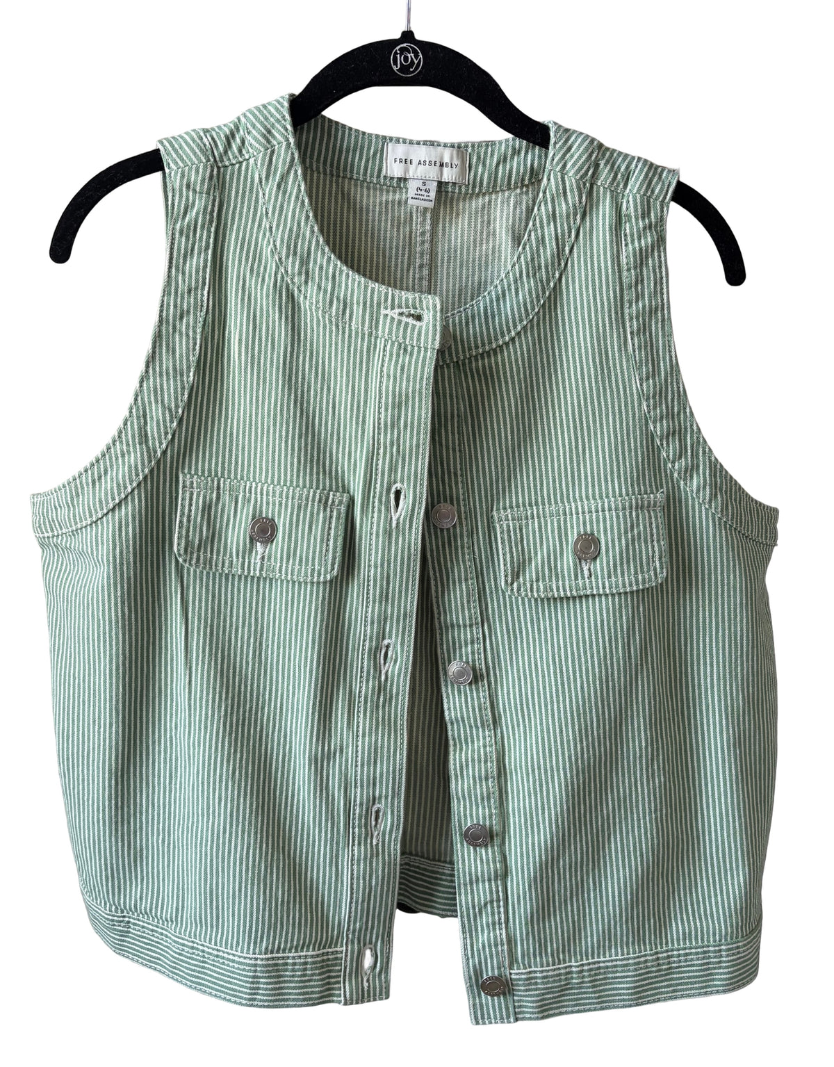 Seller #178 Womens Small Green and White Striped Vest