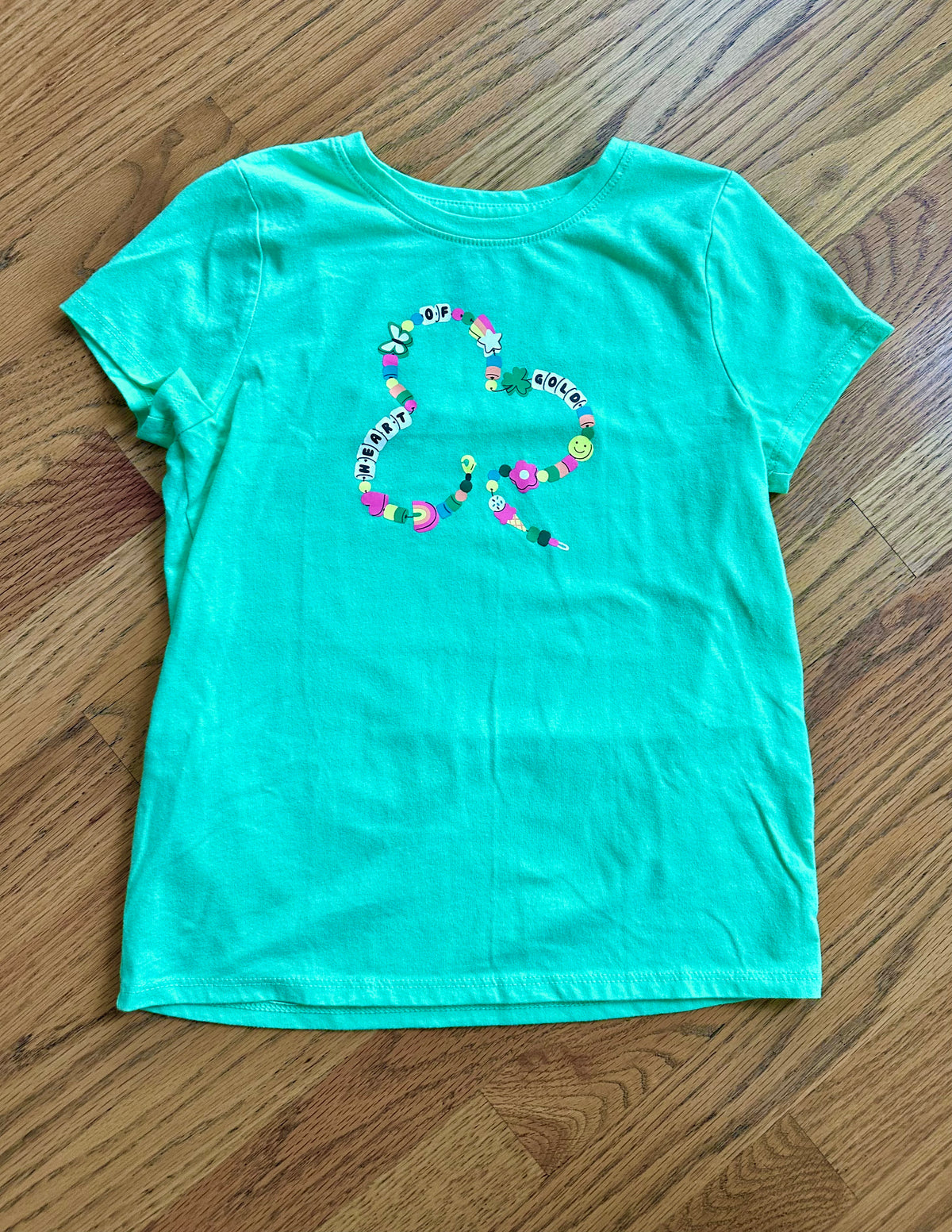 #98- Girls, Cat & Jack, St. Patrick’s Day Friendship Bracelet Shirt- Size 6