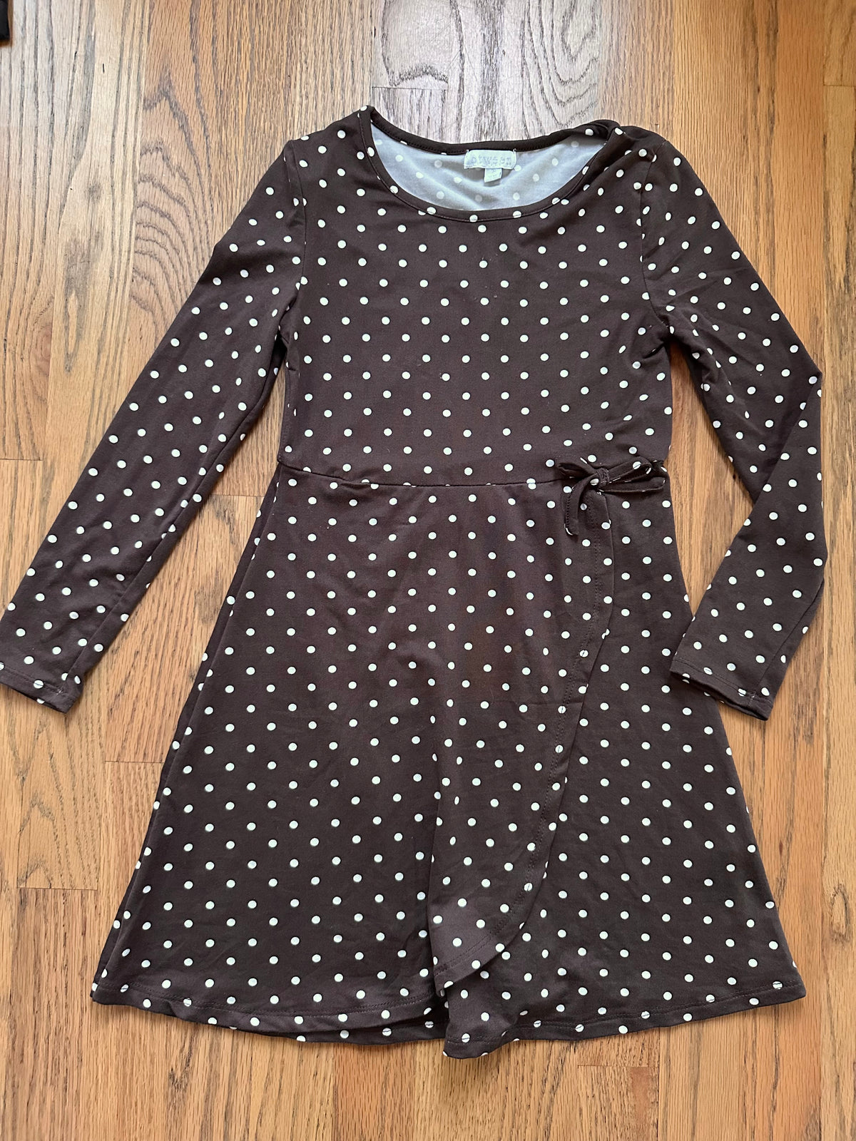 #98- Girls, Btween, Brown Polka Dot Dress- Size 7