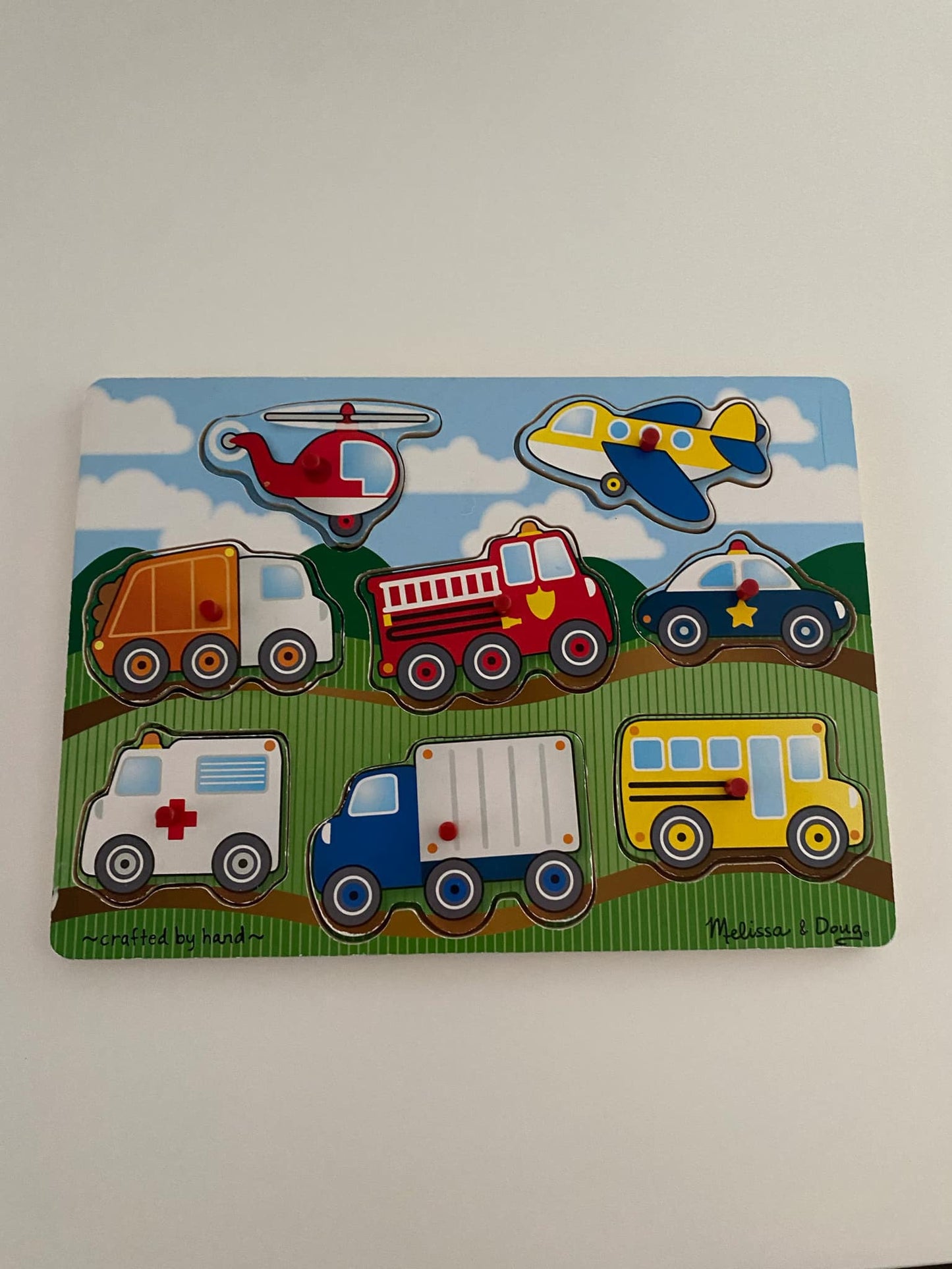 #117, Melissa & Doug wooden vehicles puzzle, GUC