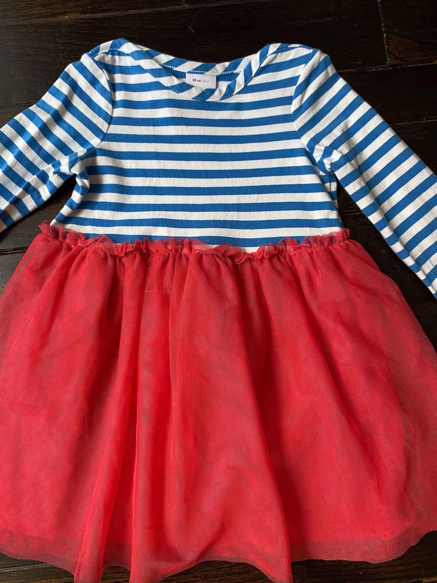 #117, Girls 2T, Hanna Andersson red/white/blue dress, VGUC