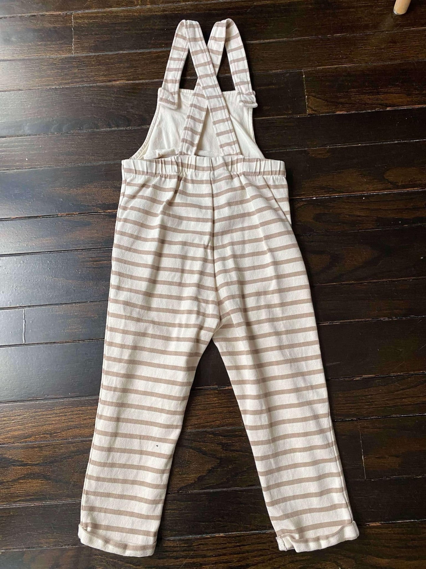 #117, Girls 3T, H&M tan striped long romper, GUC