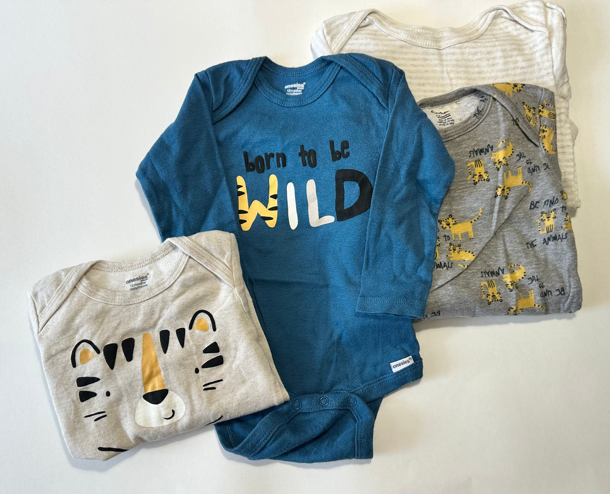 Seller 182. Boy onesies. Sizing says 6-9 month and 12 month but they all run about 6-9 months