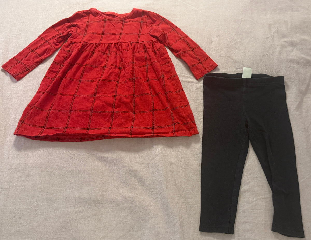 #103 12m Red Plaid Dress Outfit