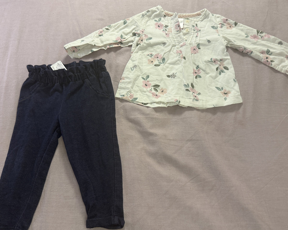 #103 12m Flower Shirt/Jeans Outfit