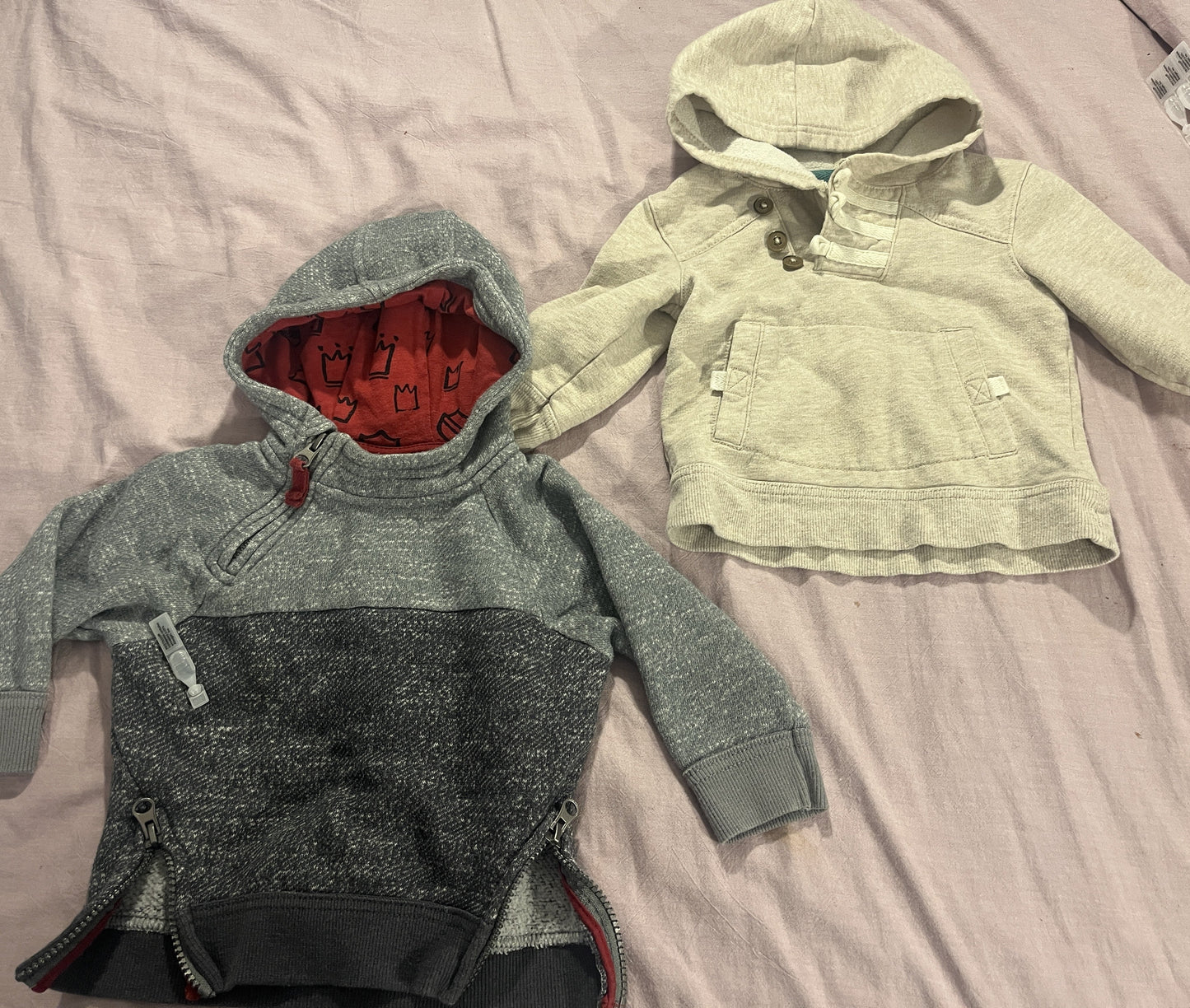 #211 12m Gray/Beige Hooded Sweatshirt Bundle