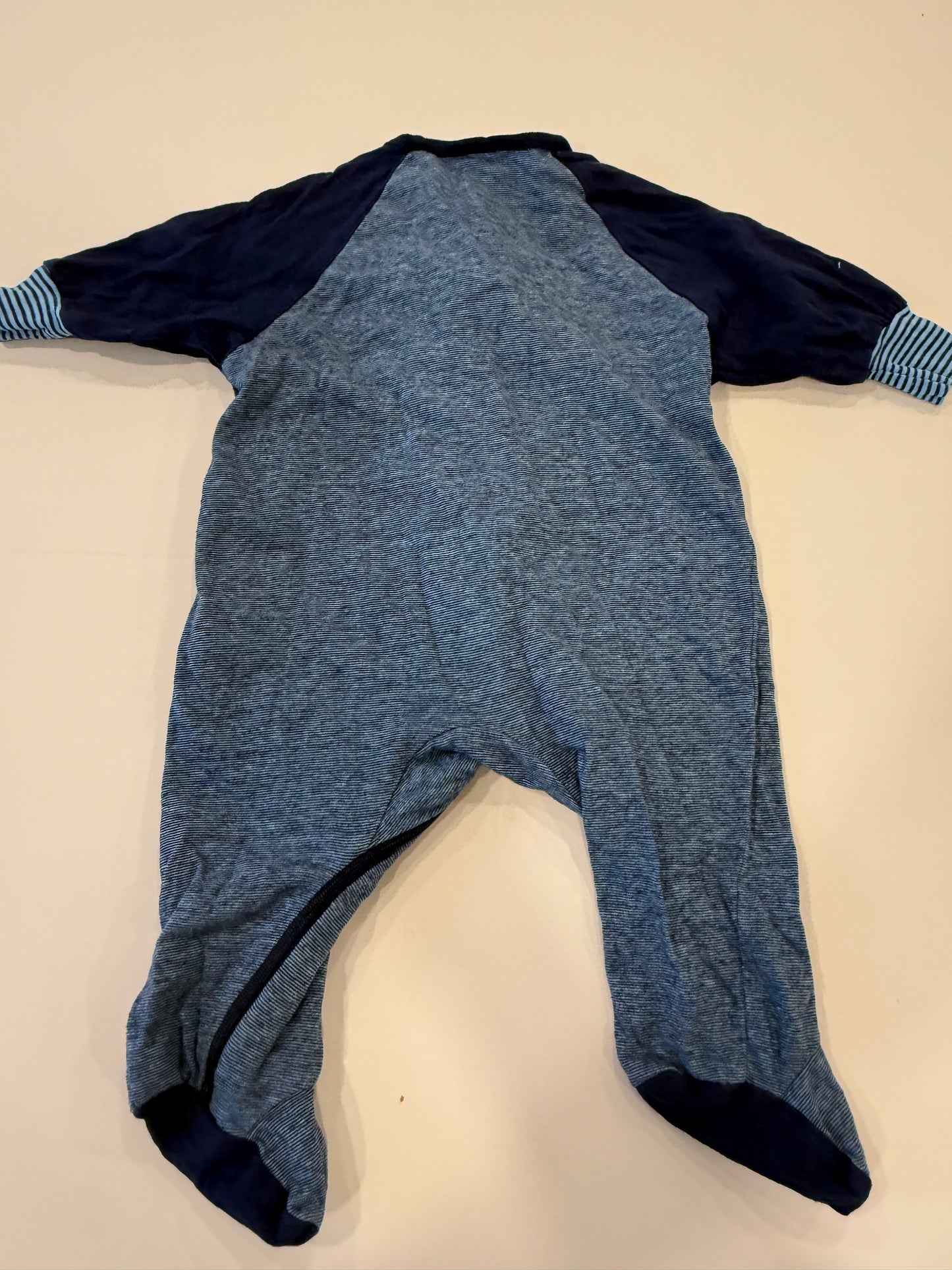 #9 - Gerber - 3 Zipper Sleep N Plays Beige Animal & Blue Space Infants SIZE 0-3M