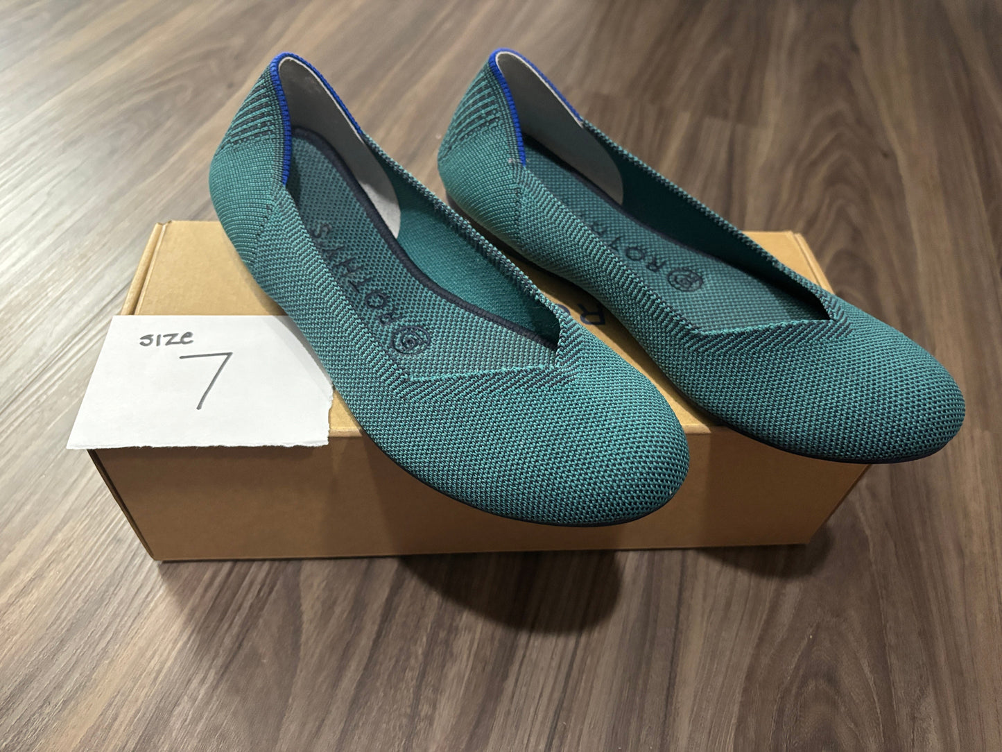 #138 - 7 - VGUC Rothy's - Teal Flats - PU 45236