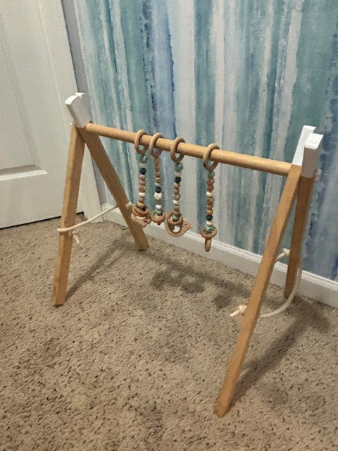 #210 Wooden Foldable Baby Play Gym Frame Activity Hanging Bar
