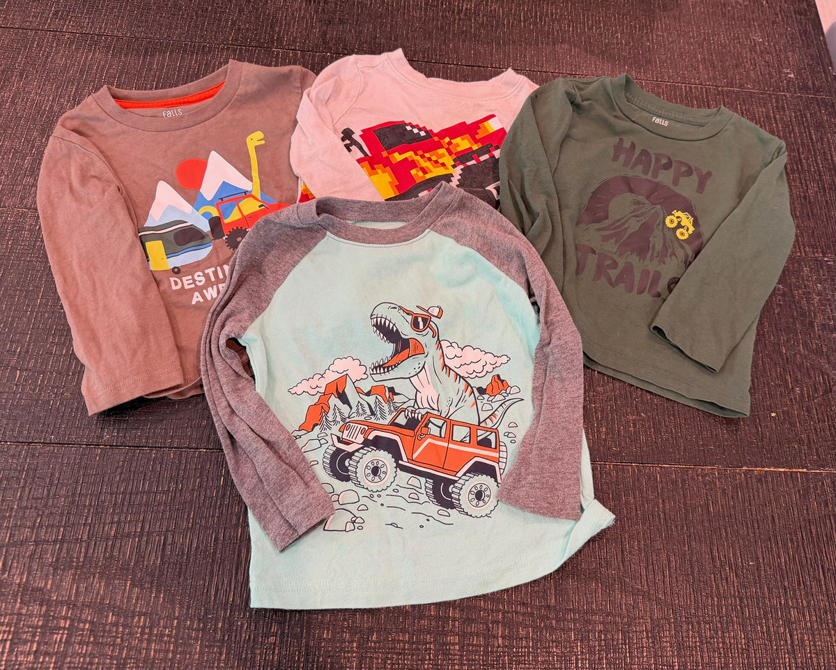 #66 Boys 18M Long Sleeve Shirt Set (Dinosaur and Trucks)