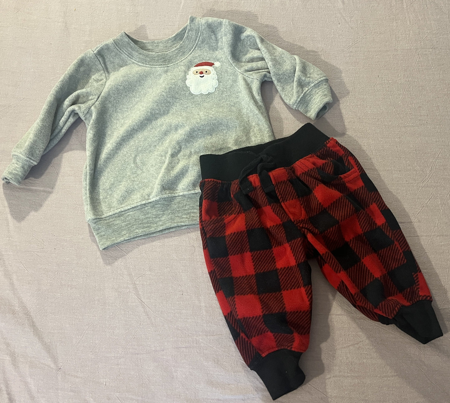 #211 REDUCED Carters 3m Santa Sweatshirt and Pants Outfit
