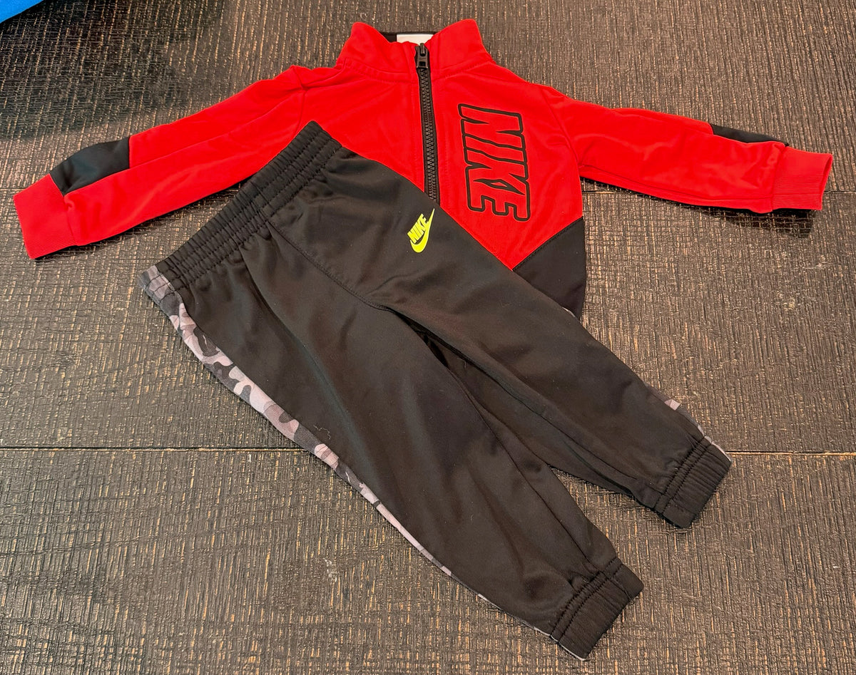 #66 Boys 12M Nike Red Zip Up and Pant Bundle