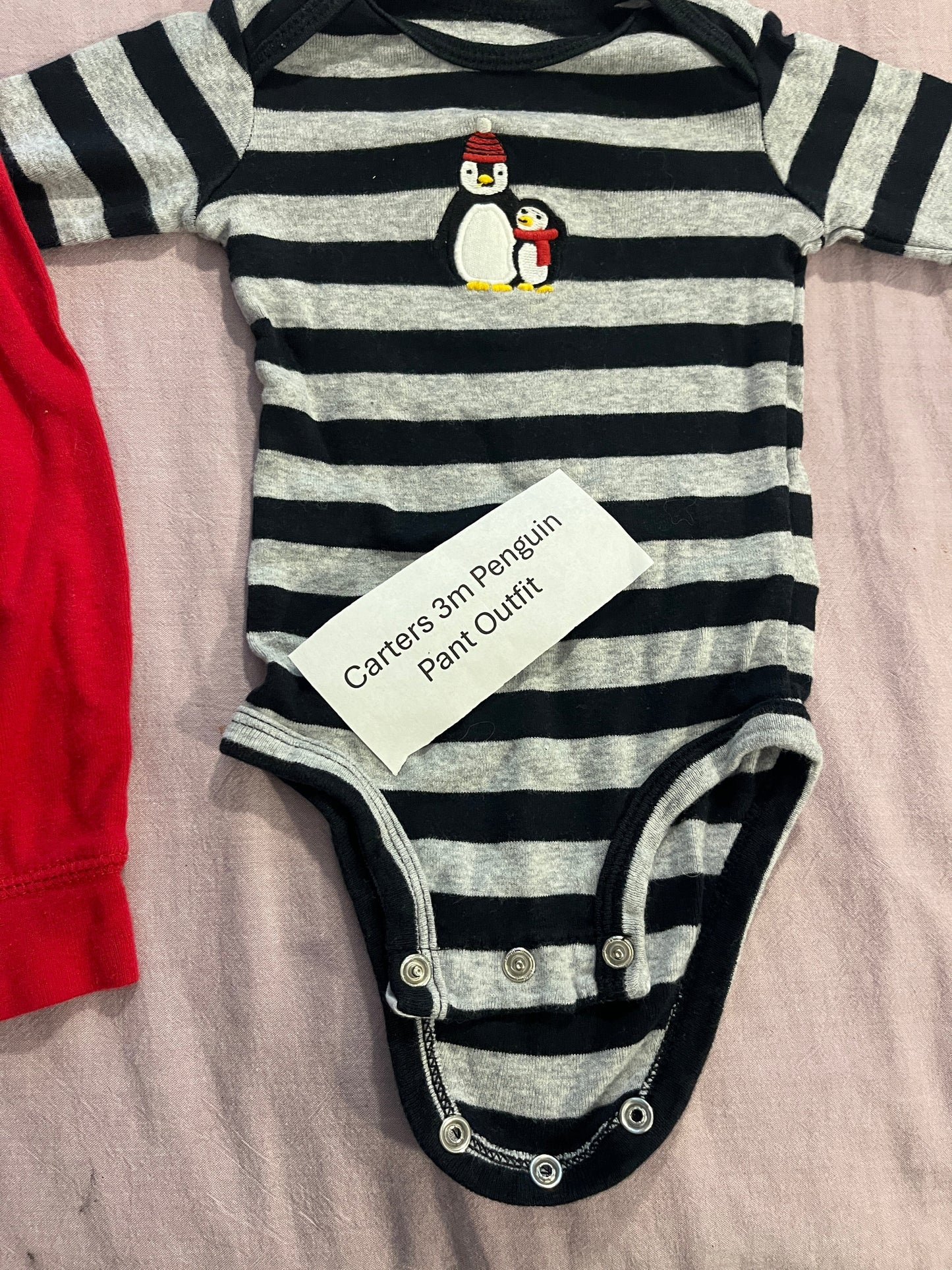 #211 REDUCED Carters 3m Penguin Outfit