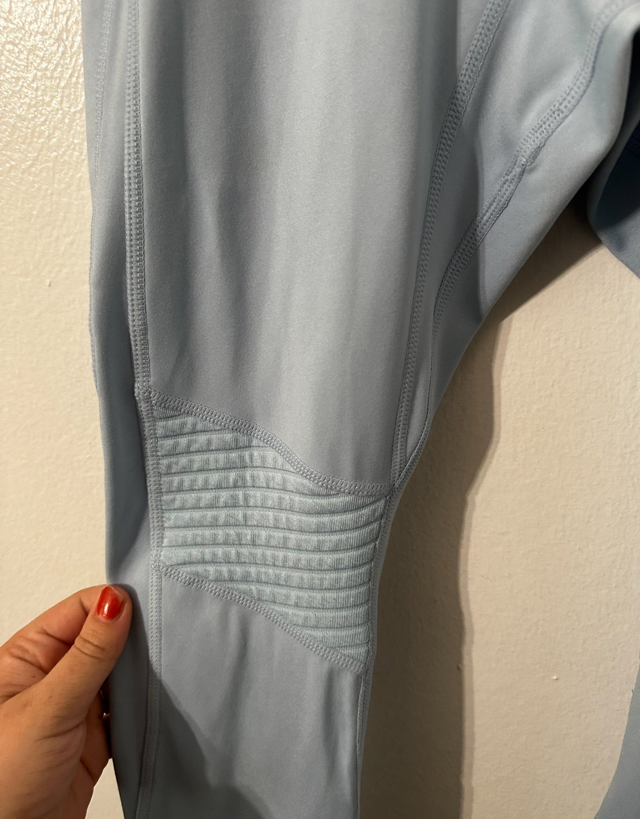 #111 Fabletics Motion 365 Light Blue Moto Leggings Side Pockets No Size Tag XS-Small