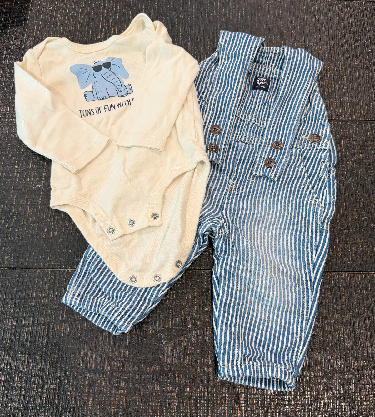 #66 Baby Bgosh Boys 6M Overalls and Onesie