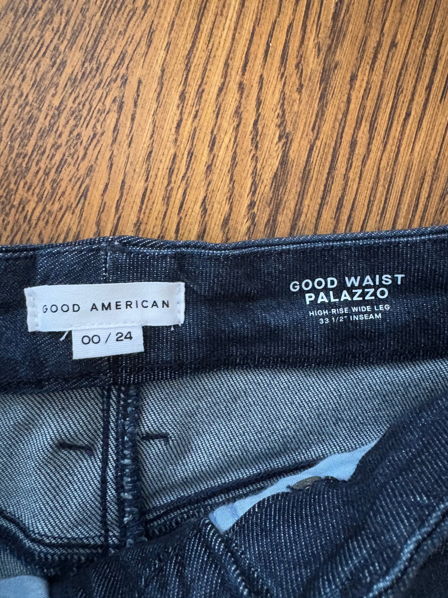 #103 • NWT • Women's • 00/24 • Good American • Good Waist Palazzo Jeans