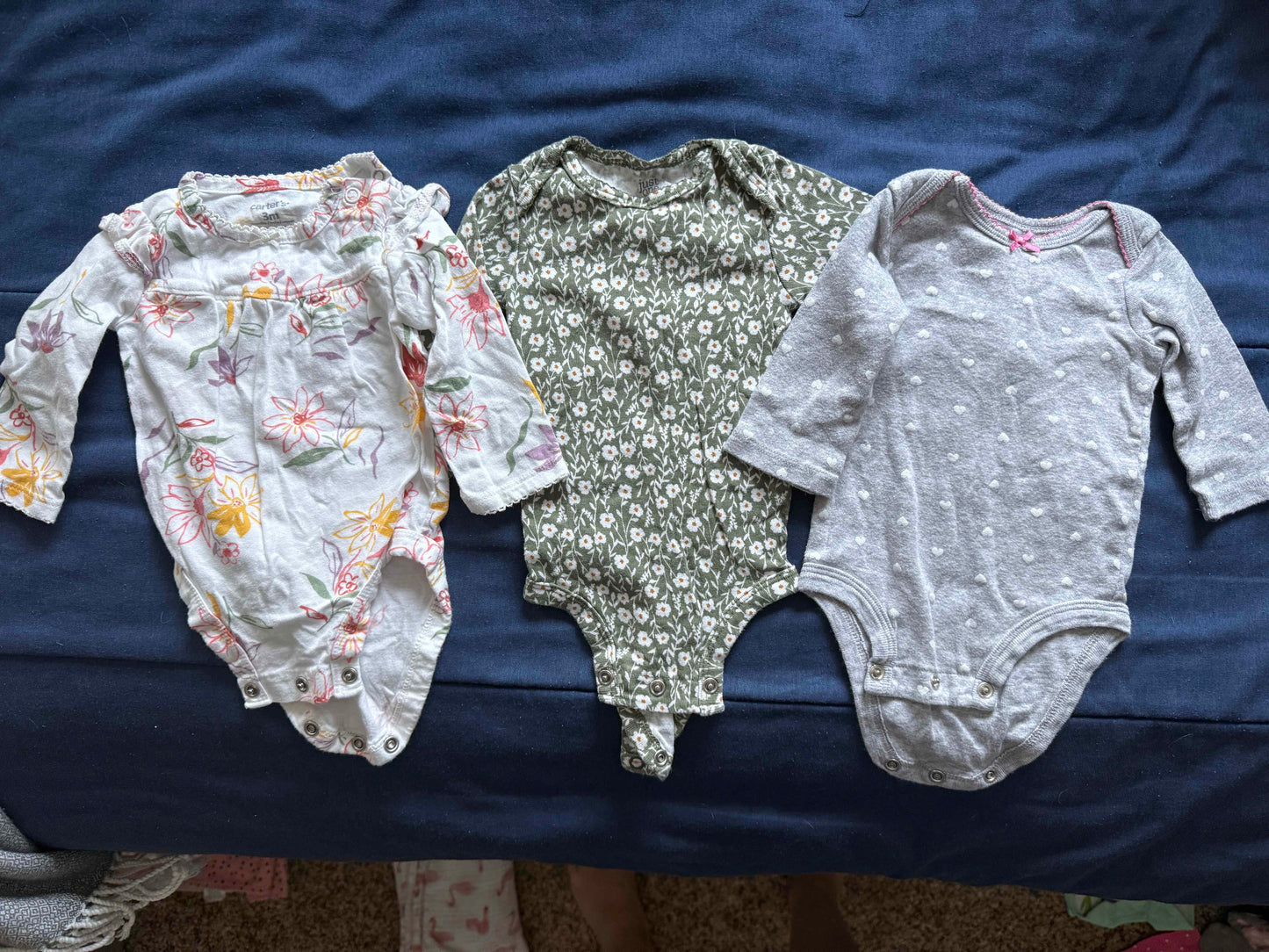 SELLER #6 3M Carters (3) Long Sleeve - Flowers and Heart