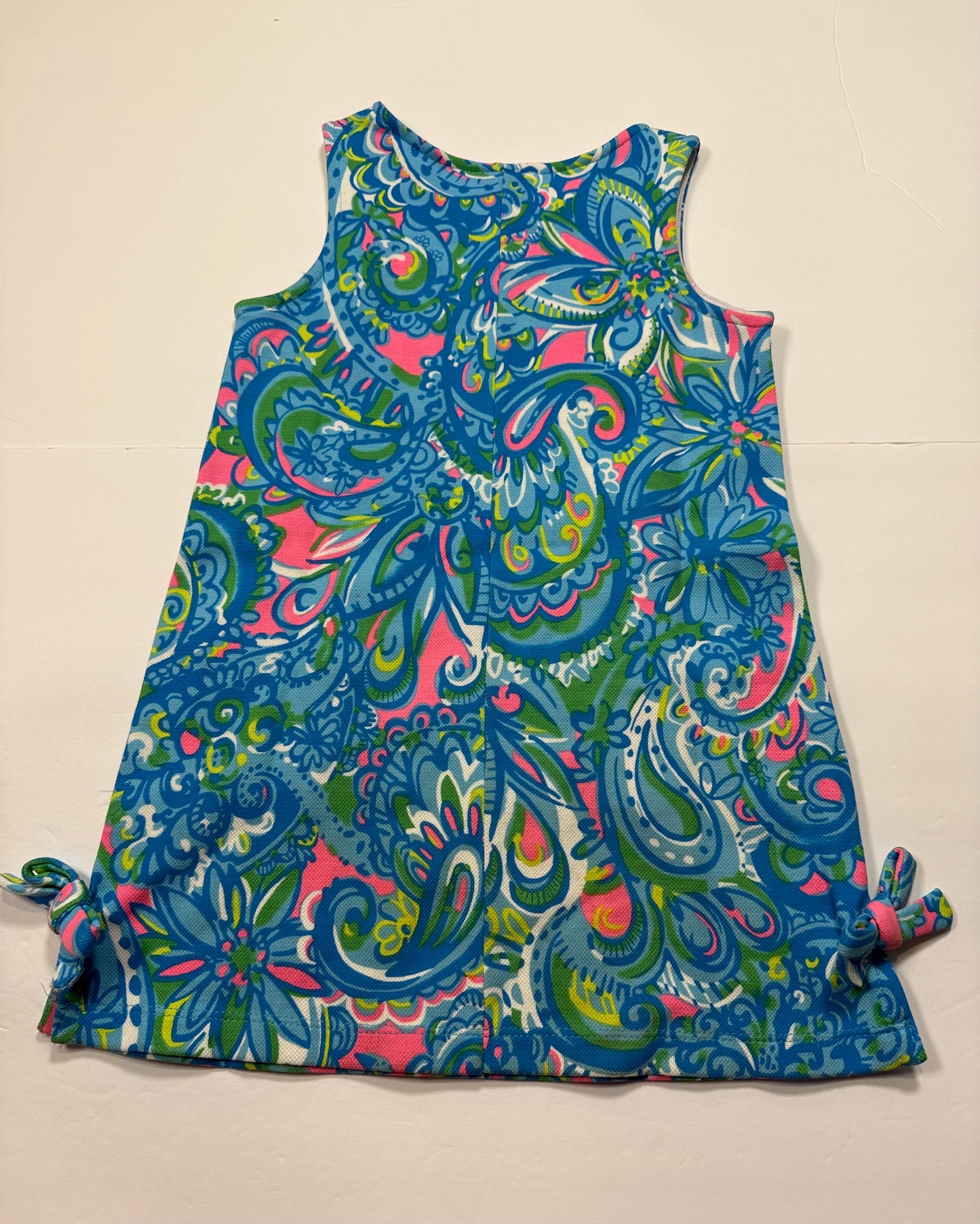 #141 Girls S 4-5 Lilly Pulitzer Neon Pink and Blue Paisley Dress 2 of 2 available