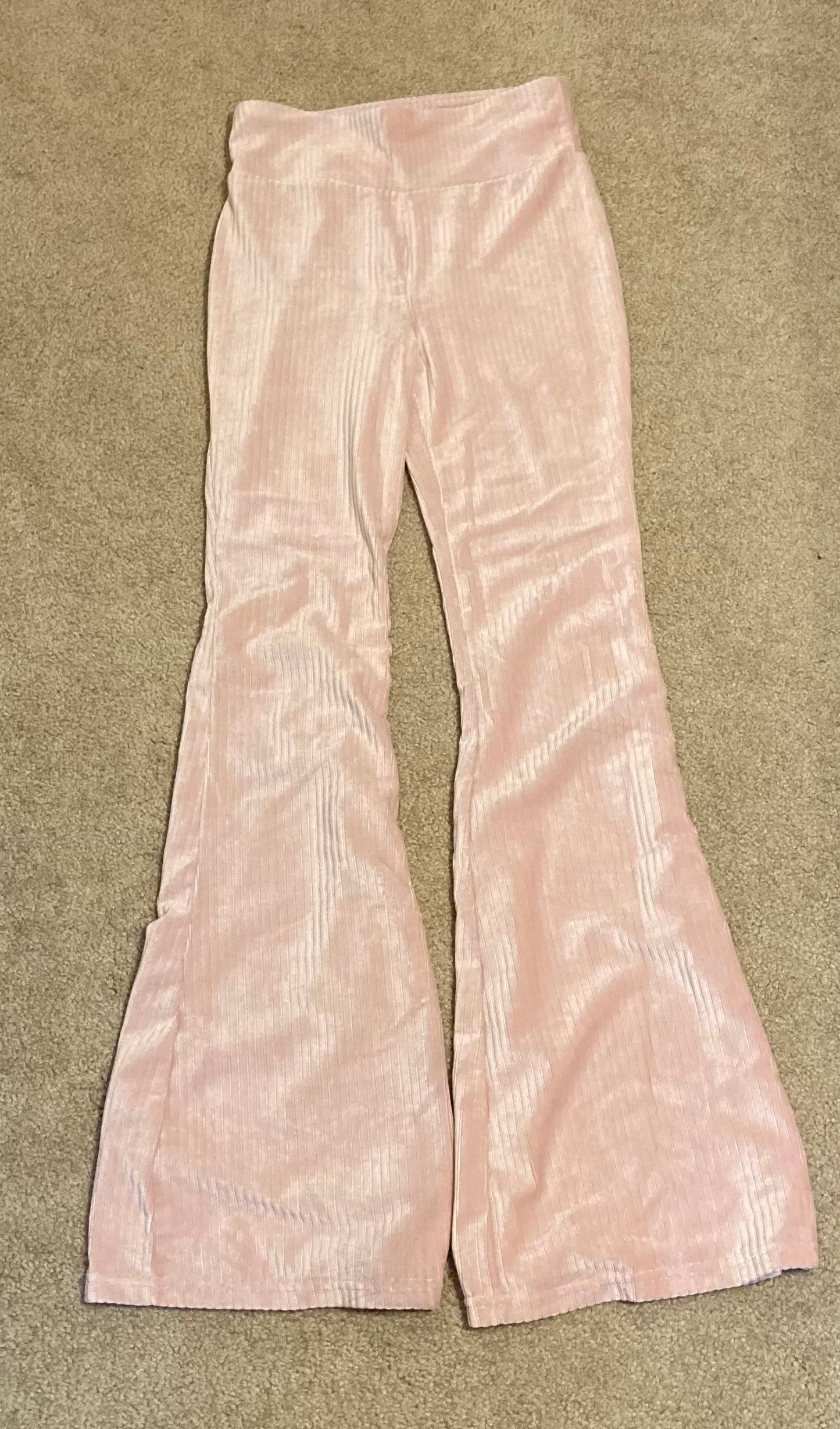 Seller #57 Juniors Small Light Pink Velour Flare Leggings