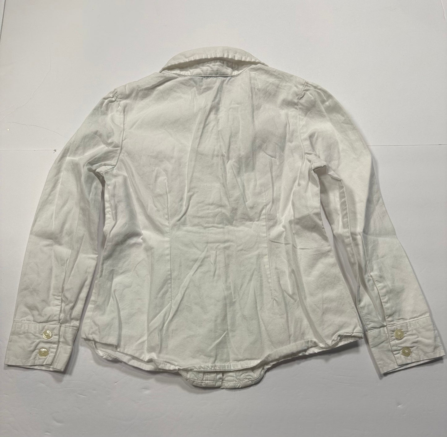 #141 Girls 4 Chaps White ruffle Button Down Shirt
