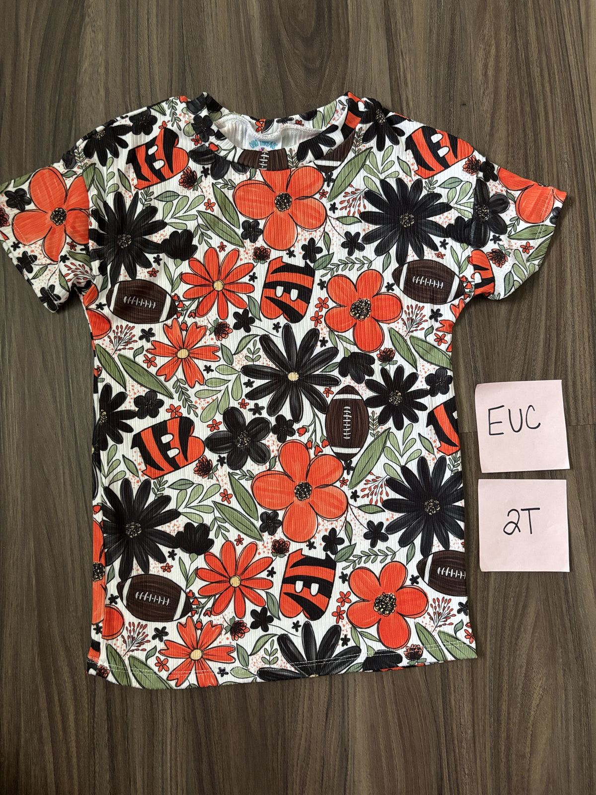 #138 - 2T EUC Custom Made Bengals Floral Tshirt Dress