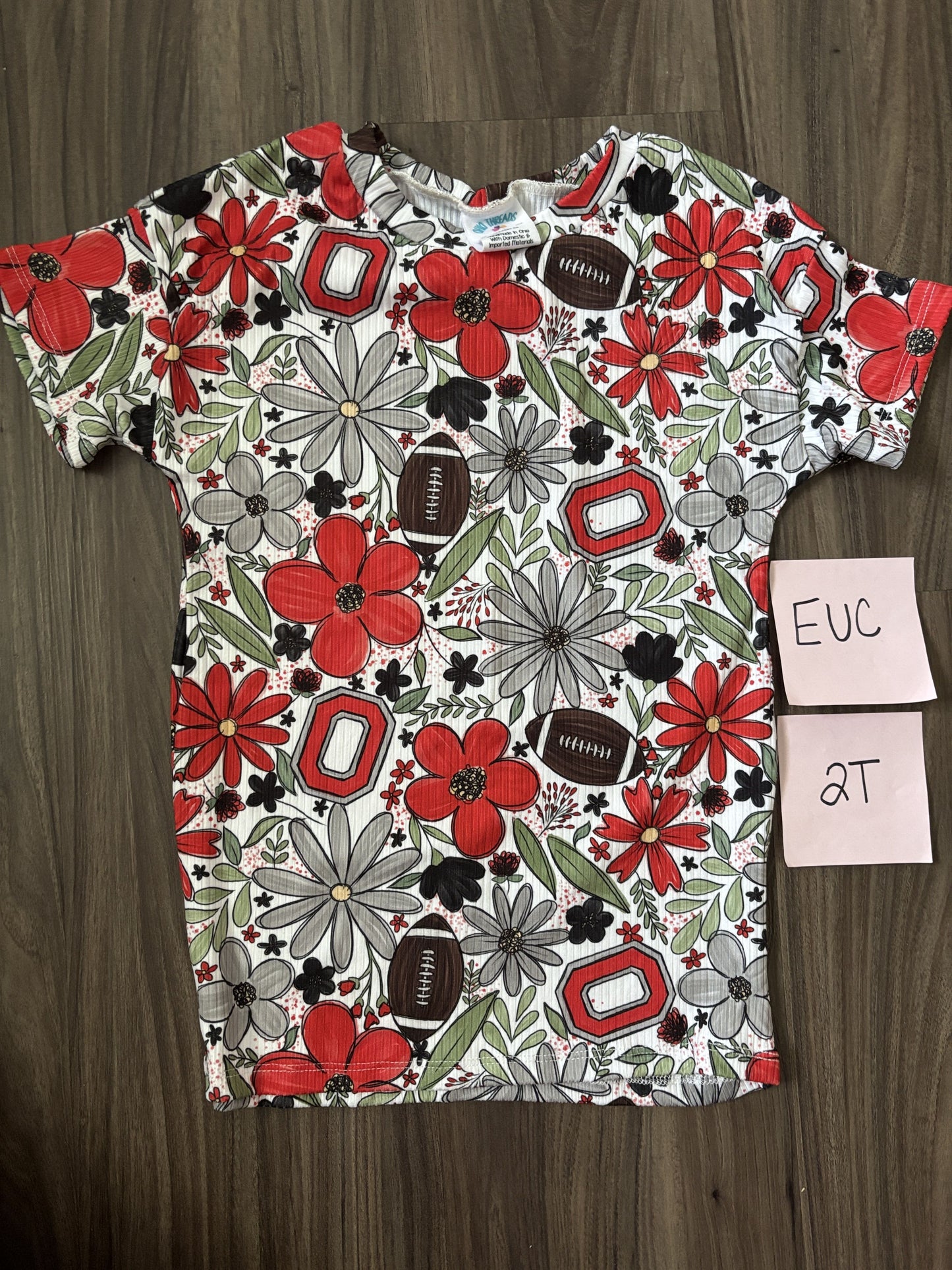 #138 - 2T EUC Custom Made Ohio State Floral Tshirt Dress