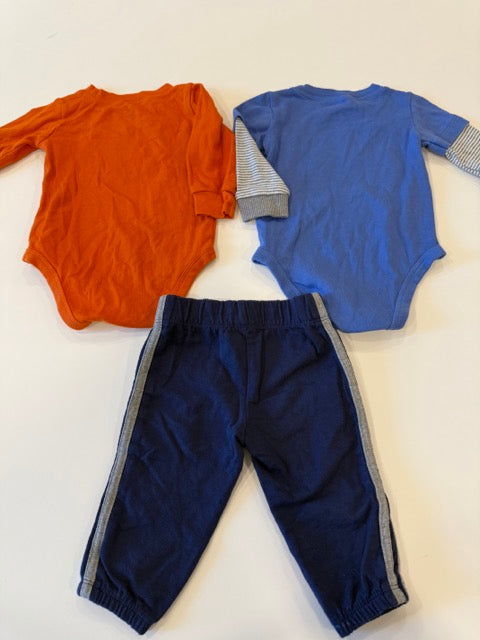 #9 - Carters - MVP/Allstars Blue & Orange 2 Onesies and Navy Pants Infant's SIZE 6M REDUCED