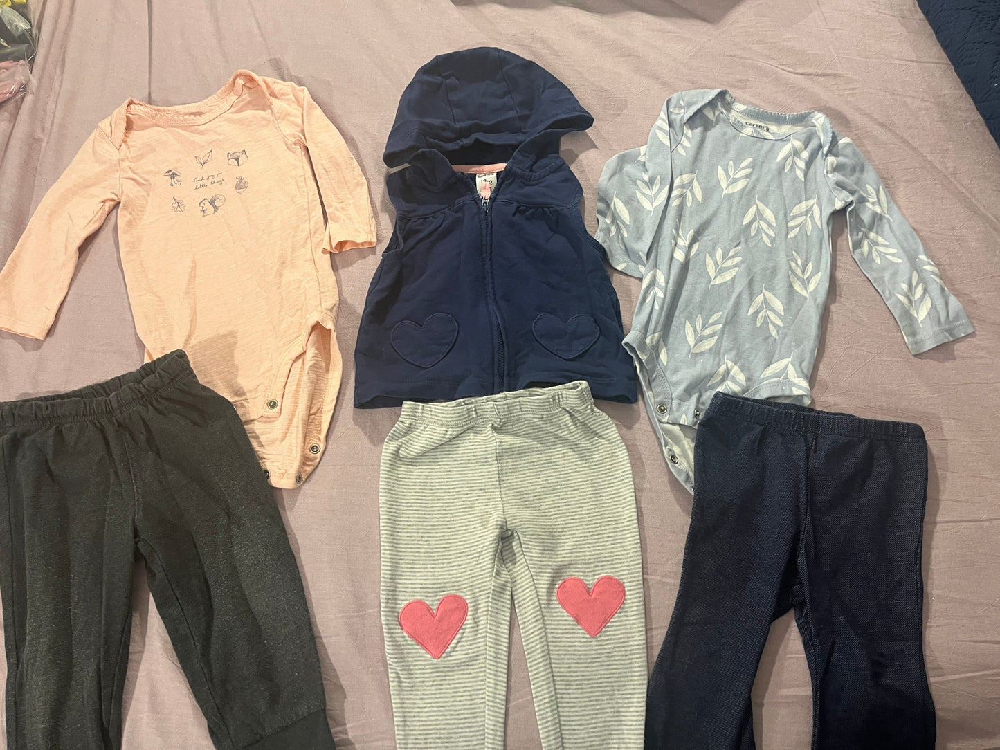 #211 12m Pink Heart Pants/Navy Vest Bundle