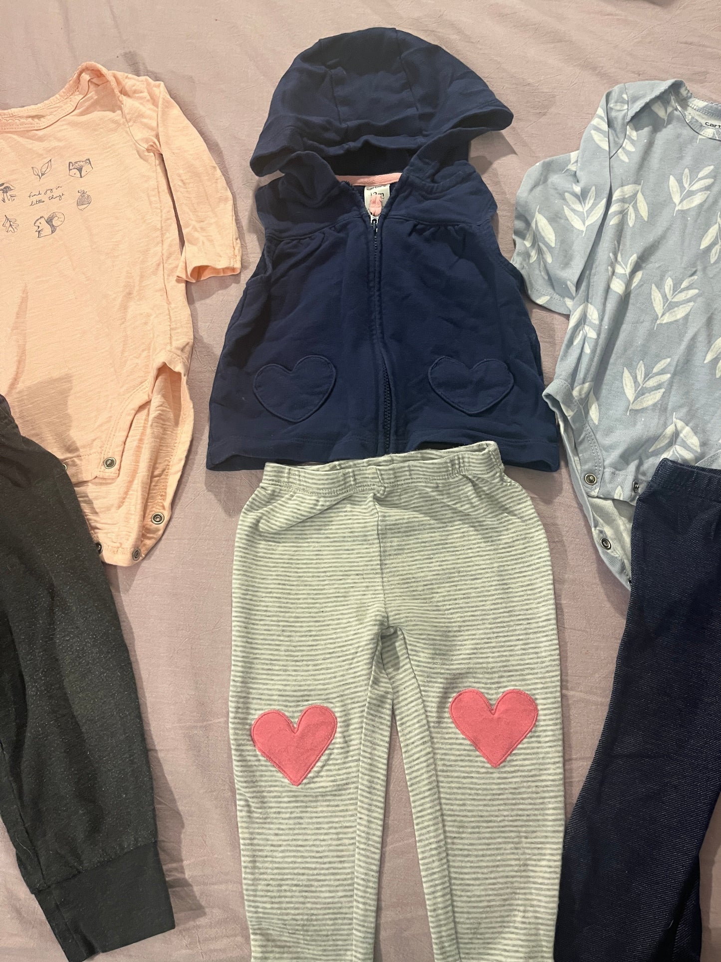 #211 12m Pink Heart Pants/Navy Vest Bundle