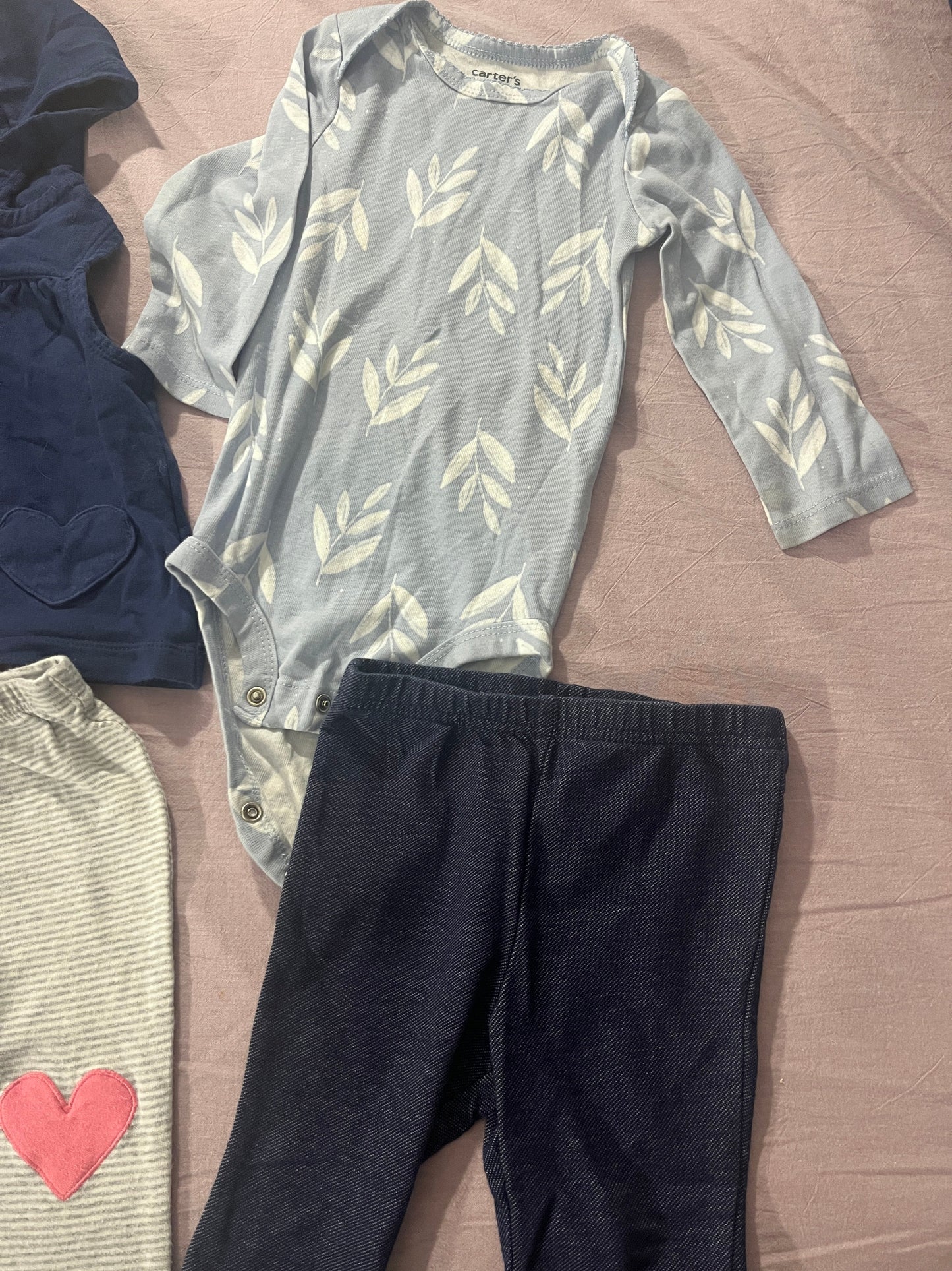 #211 12m Pink Heart Pants/Navy Vest Bundle