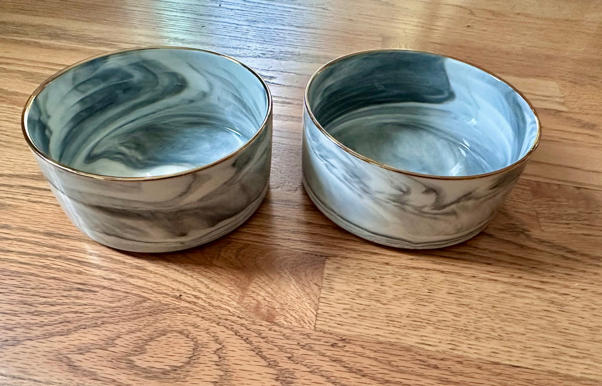 #98- Gold Rimmed Pet Food / Water Bowls