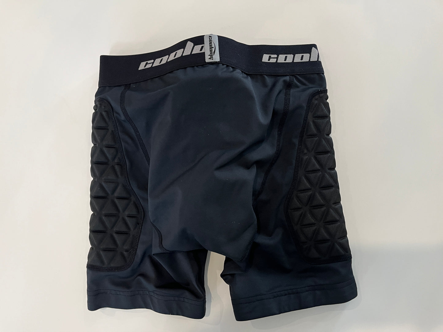 137 Black padded sliding shorts for youth Boys size S, includes cup, no holes, EUC